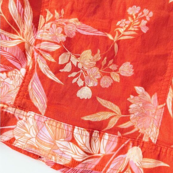 NWT Cynthia Rowley Linen Jacket in Tangerine Orange w/ Pink Floral Print S - Picture 5 of 9
